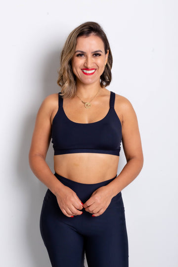 Top Strappy Preto Com Bojo
